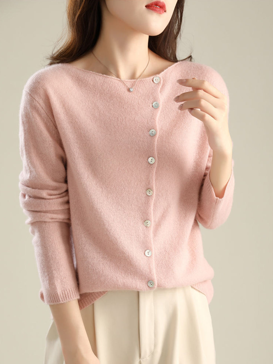 Kayla Classic Crew Neck Knitted Cardigan