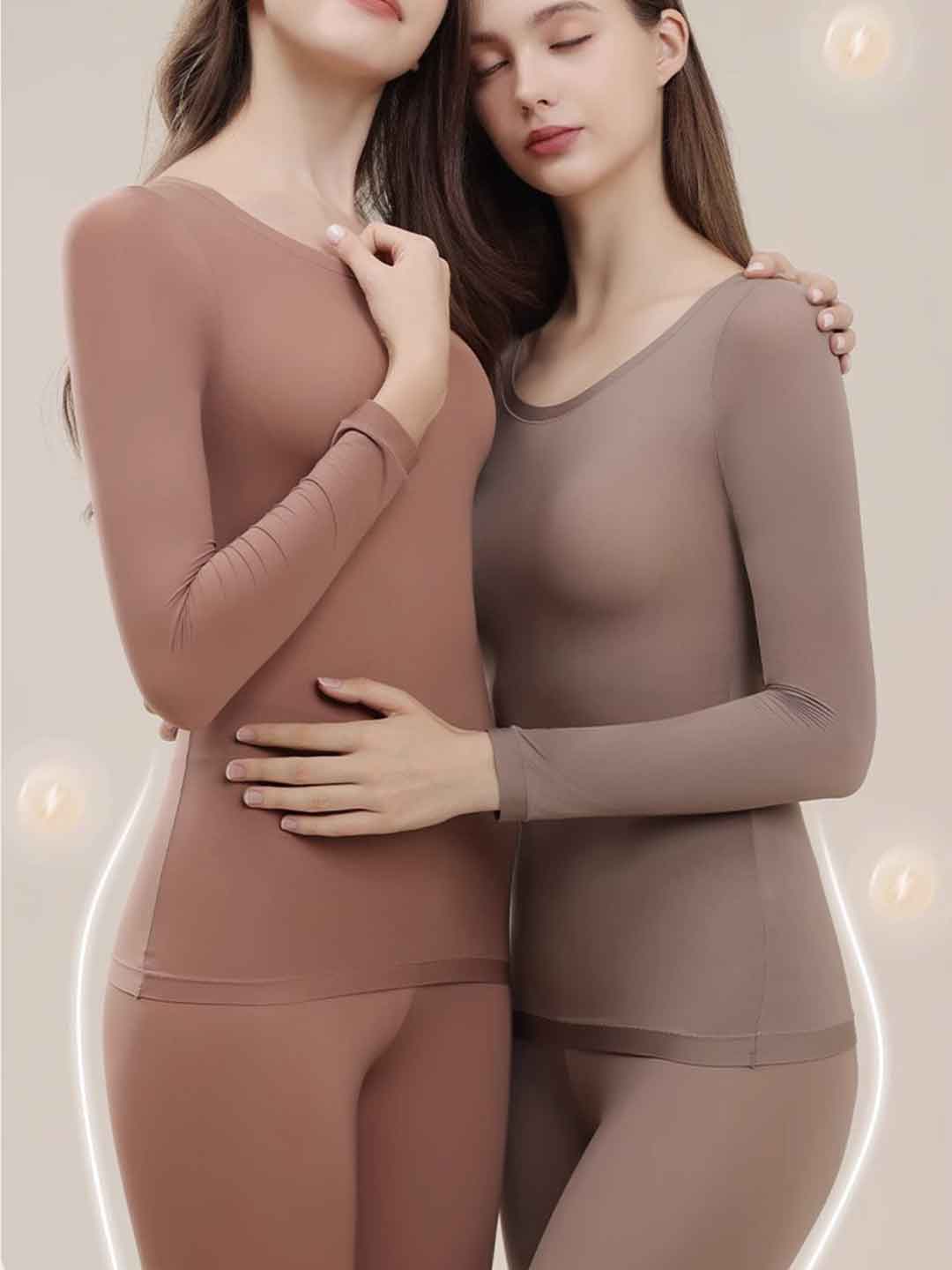 2pcs Women'S Crew Neck Ultra-Thin Underwear Set