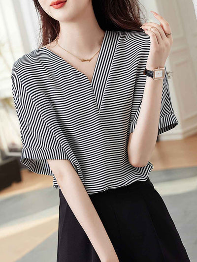 Paige Classic V-neck Striped T-shirt