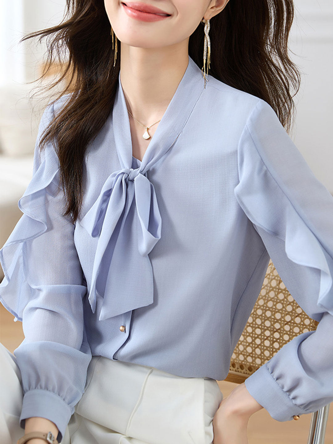 Emily Elegant Plain Chiffon Shirt