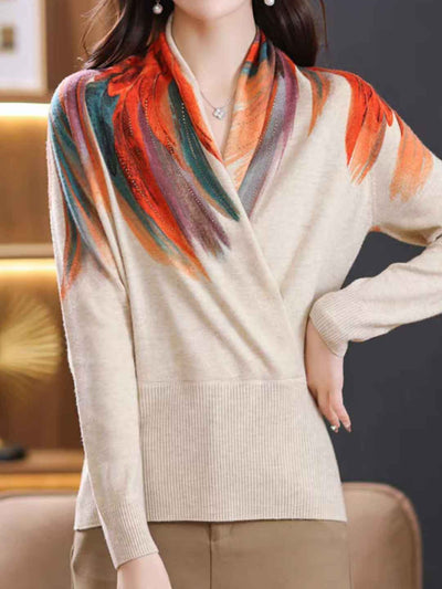 Zoey Loose V-Neck Rhinestone Knitted Top