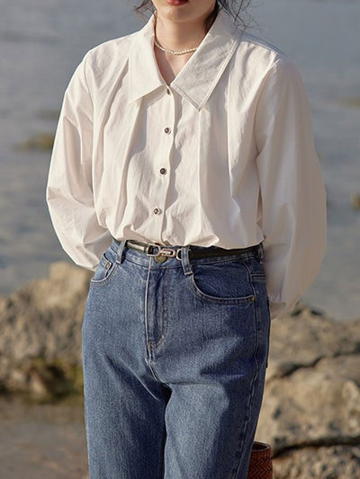 Aubrey Loose Lapel Solid Color Shirt