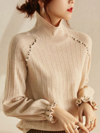Sophia Retro Loose Pullover Beaded Sweater