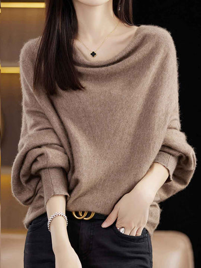 Ava Loose Swing Collar Batwing Sleeve Knitted Top
