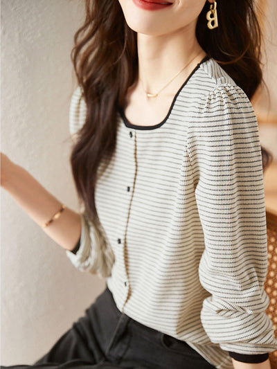 Madison Elegant Contrast Stripe Knitted Shirt