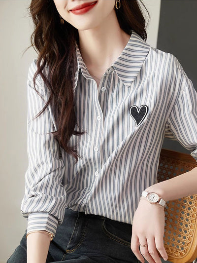 Brianna Casual Vertical Stripe Shirt