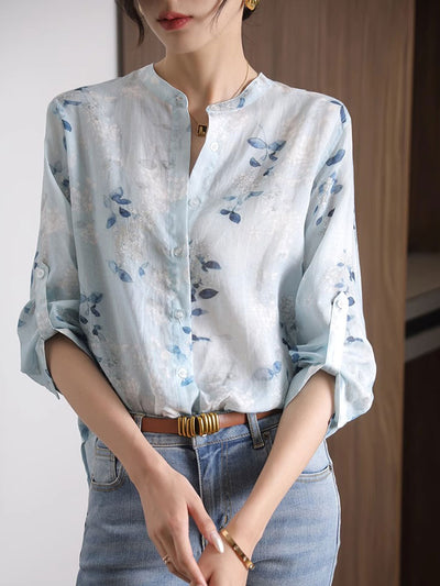 Taylor Loose V-Neck Printed Shirt