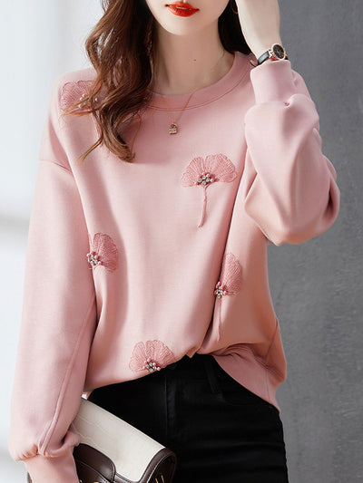 Grace Elegant Crew Neck Pullover Sweatshirt