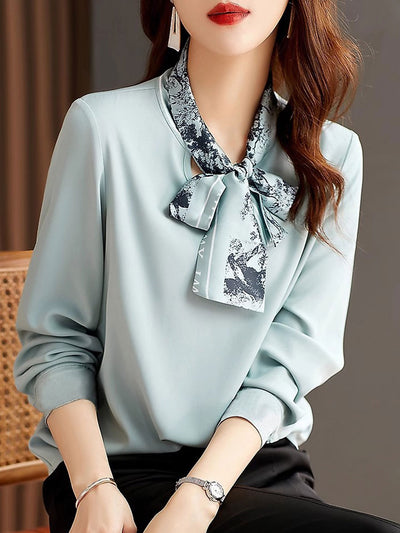 Sophia Classic V-neck Printed Chiffon Shirt