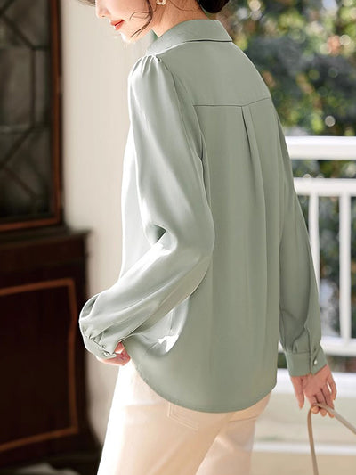 Claire Elegant V-Neck Satin Shirt