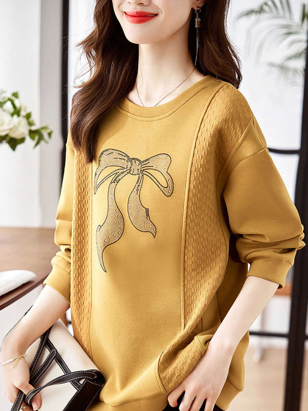 Emily Loose Crew Neck Printed Sweatshirt