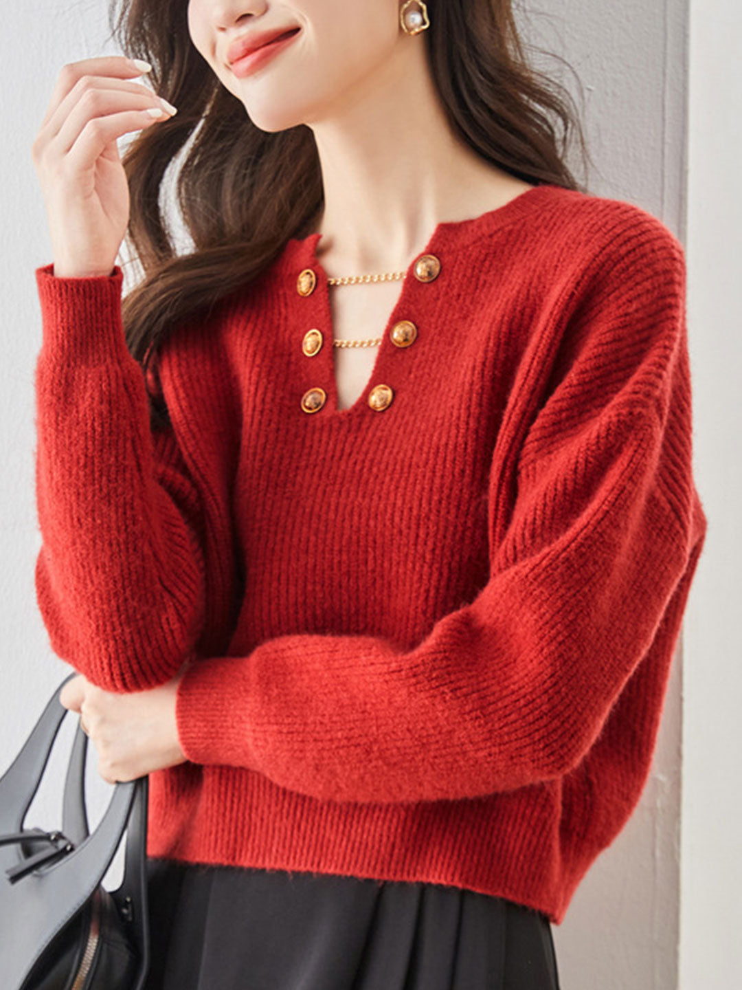 Lauren Retro Chain Pullover Knitted Sweater