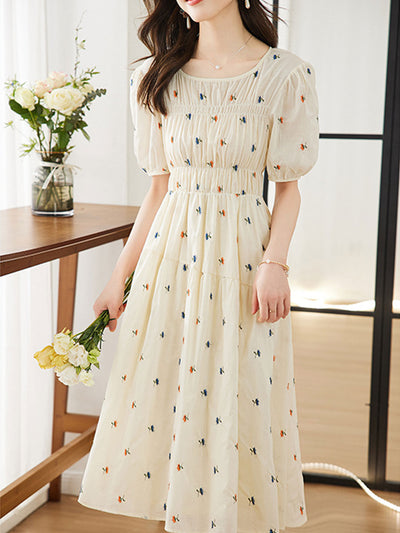 Rachel Retro Floral Embroidered Dress