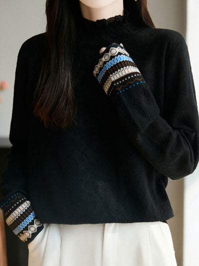 Peyton Retro Auricular Lace Embroidered Jacquard Top