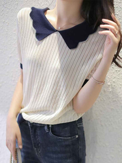 Maria Retro Doll Collar Knitted Top