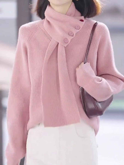 Mia Daily Detachable Scarf Knitted Sweater