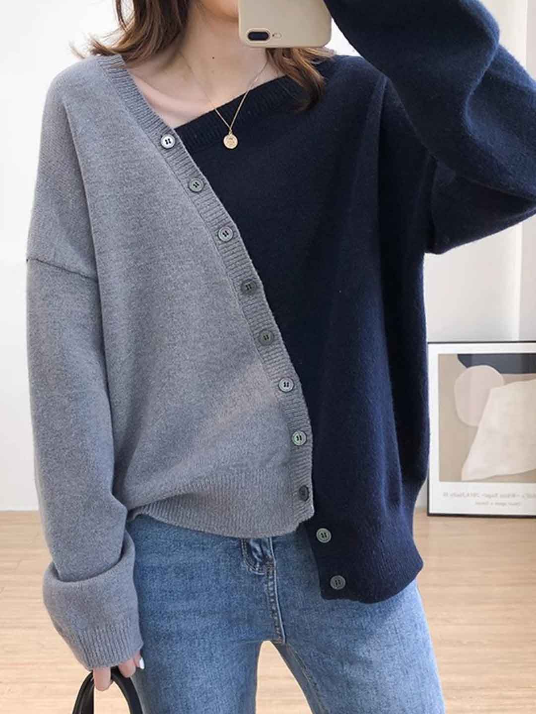 Zoey Casual Irregular Knitted Pullover Sweater