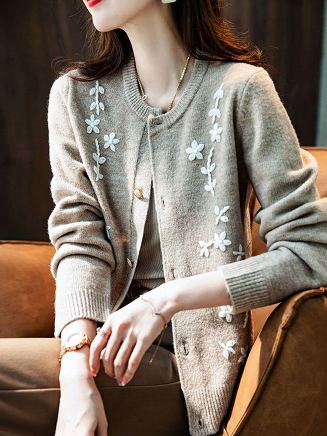 Kayla Classic Embroidered Knitted Cardigan