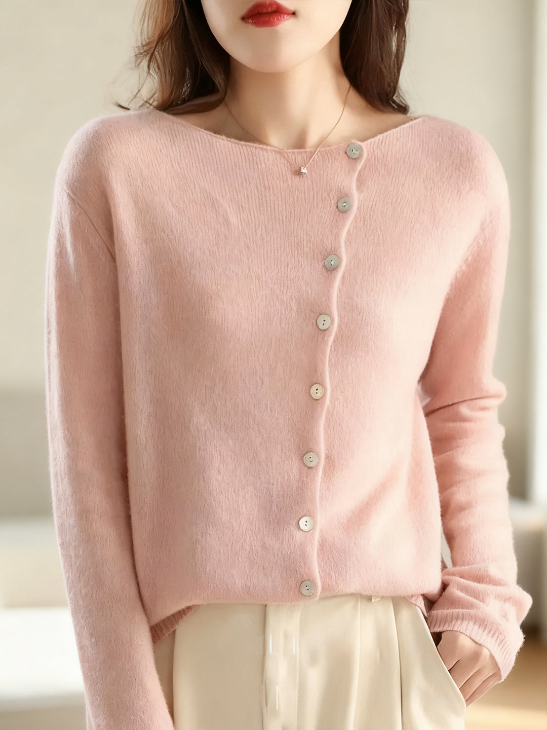 Kayla Classic Crew Neck Knitted Cardigan