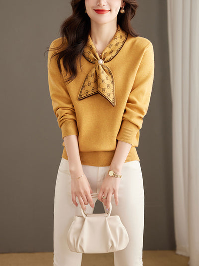 Isabella Casual Bow Knitted Pullover Sweater