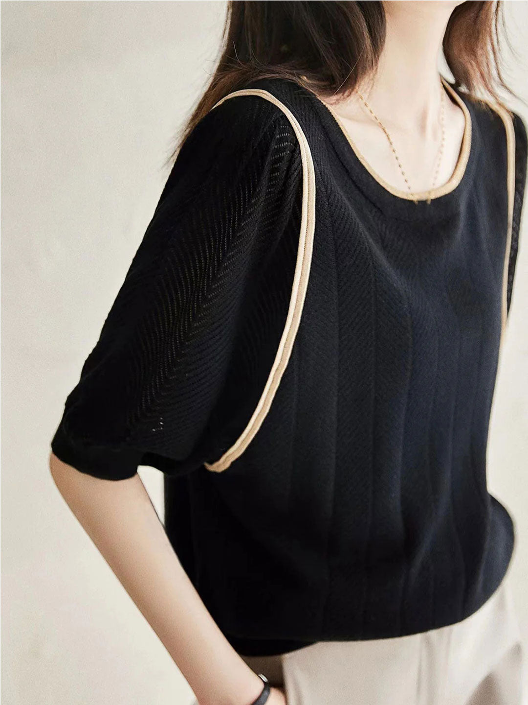 Alexa Retro Crew Neck Knitted Sweater Top