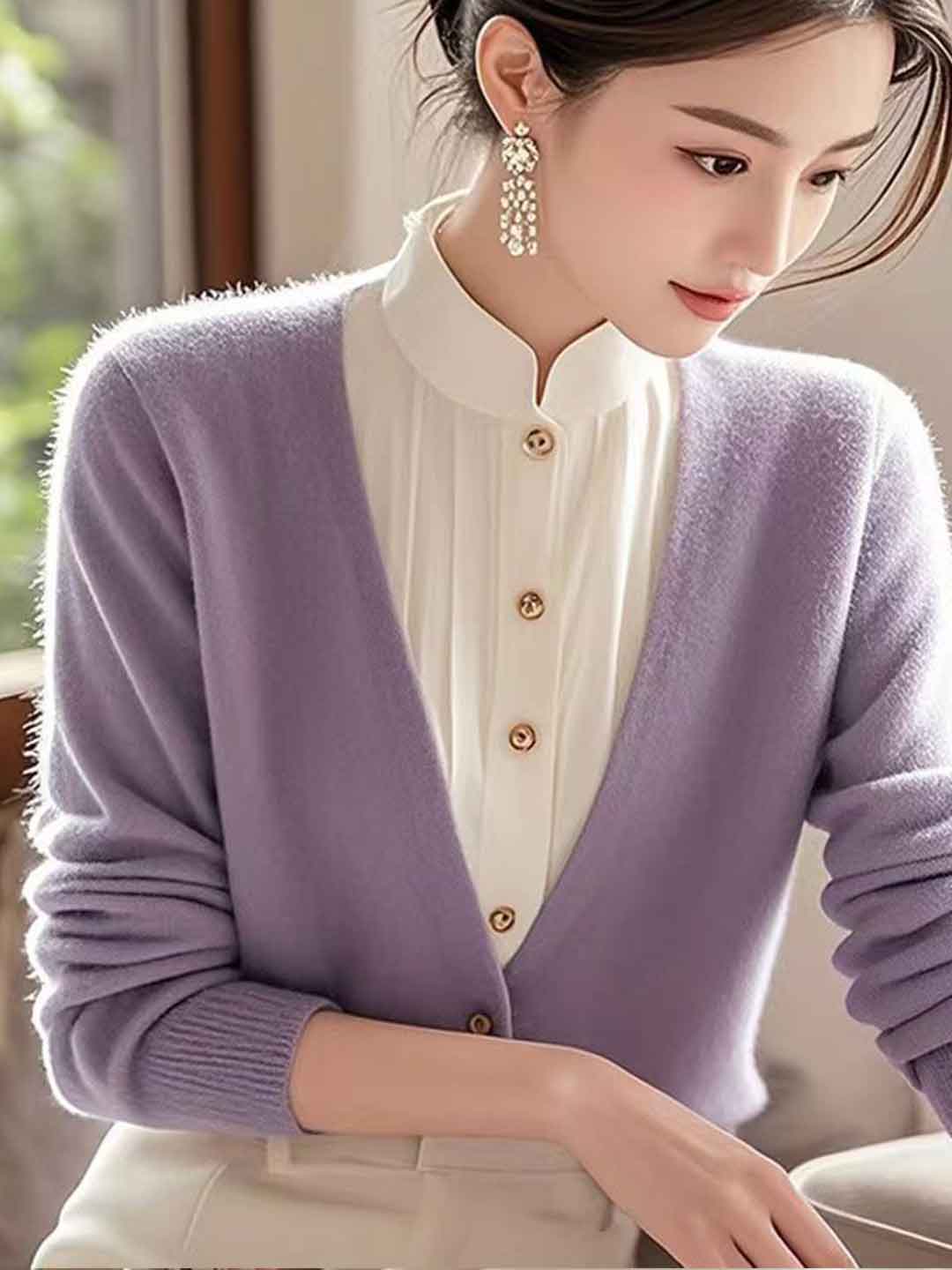 Anna Loose Mock Two-Piece Knitted Sweater