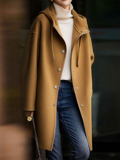 Grace Casual Hooded Solid Color Trench Coat