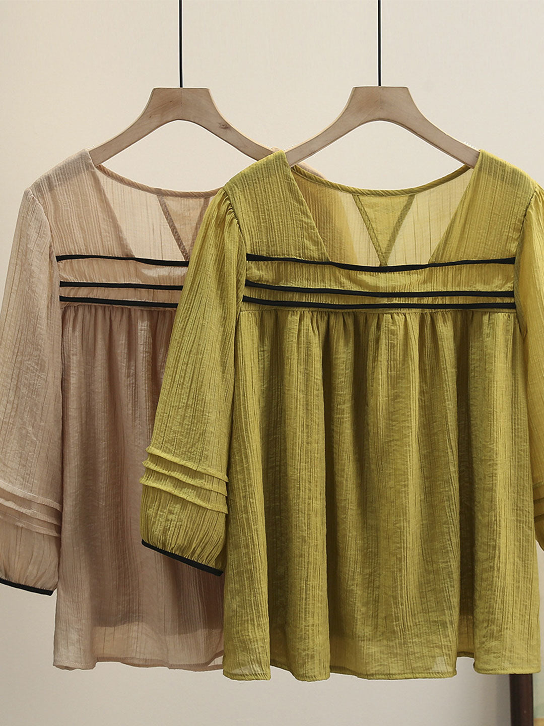 Bella Classic Back Hollowed Blouse-Yellow