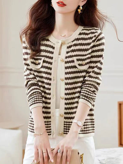 Olivia Classic Contrasting Striped Knitted Cardigan