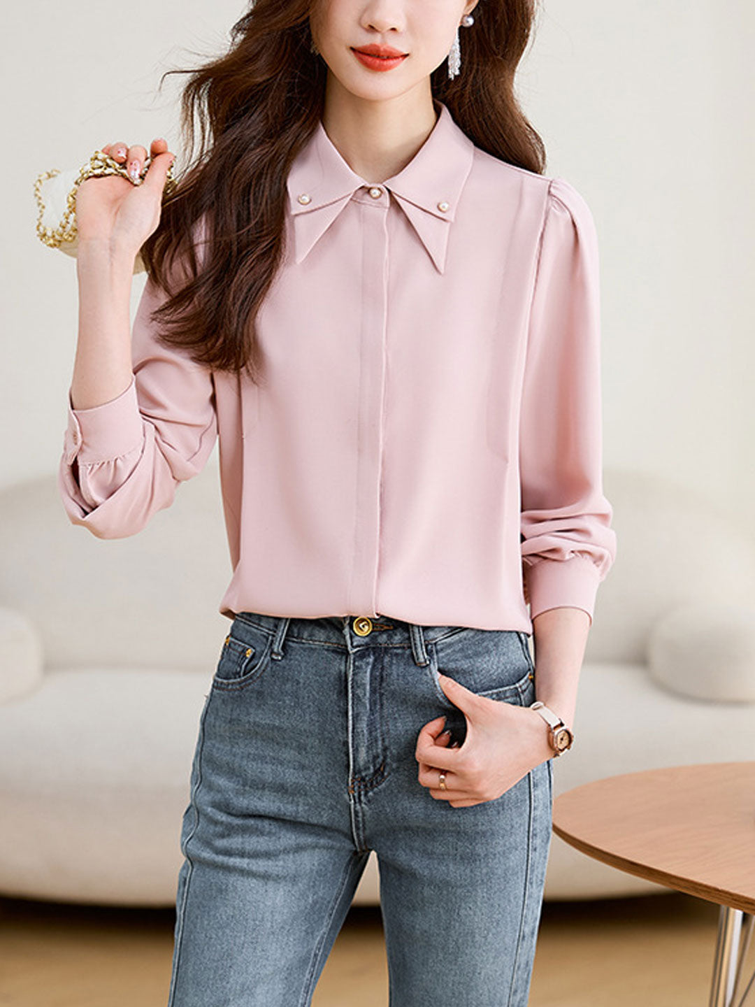 Mariah Elegant Doll Collar Chiffon Shirt