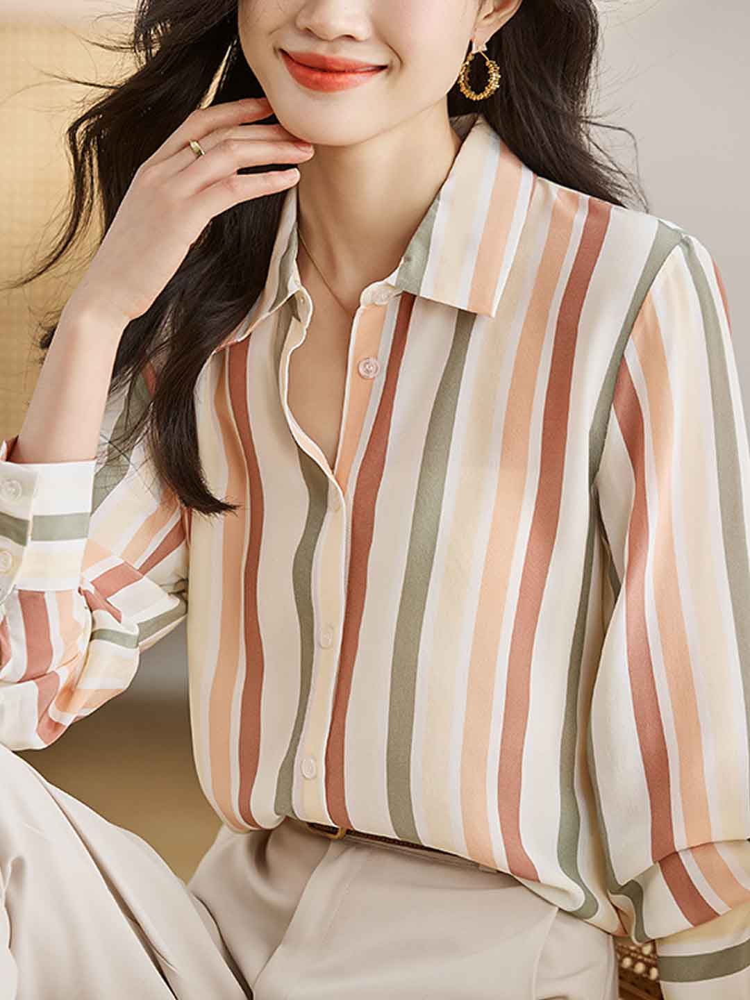 Taylor Vintage V-neck Striped Shirt