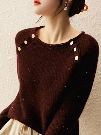 Zoey Casual Metal Button Knitted Sweater