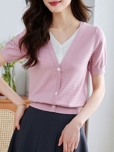 Joyce Casual V-neck Knitted Top