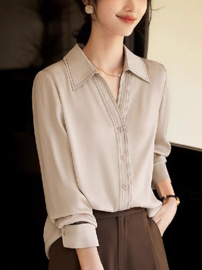 Alexis Elegant V-Neck Color Shirt