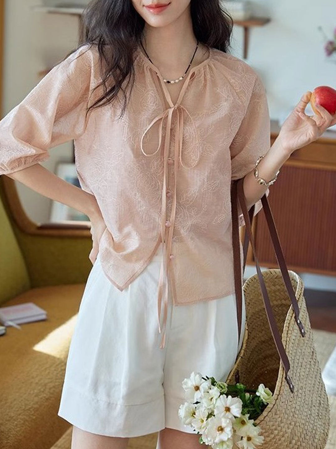 Faith Loose Crew Neck Embroidered Top