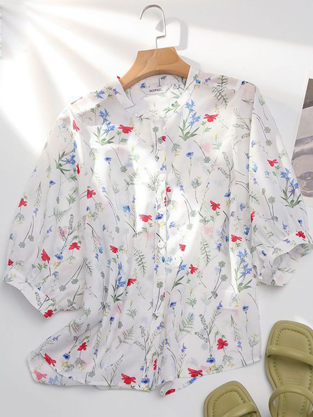 Chloe Vacation Loose Printed Chiffon Top