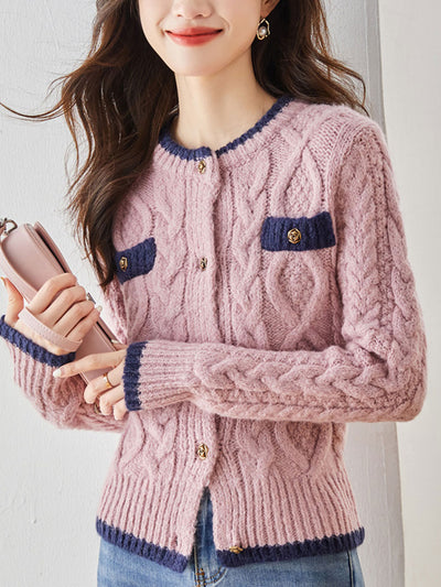 Emma Classic Thickened Knitted Cardigan Sweater-White