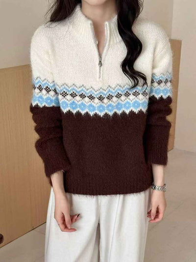 Madison Retro Turtleneck Fair Isle Knitted Sweater
