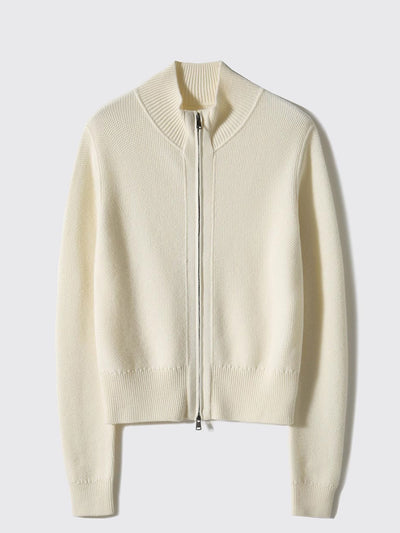 Emily Loose Zipper Solid Color Knitted Cardigan