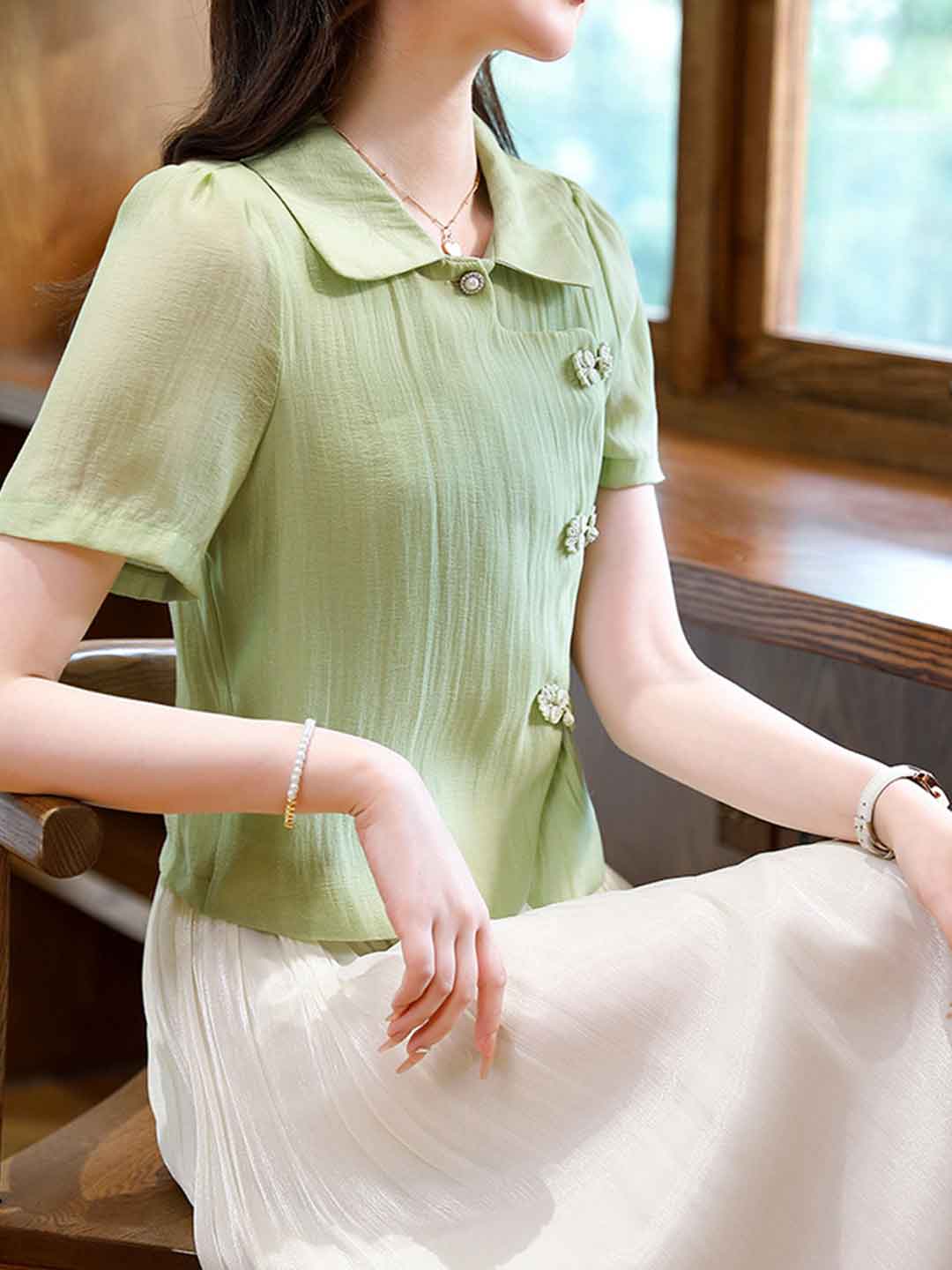 Sophia Elegant Panel Chiffon Top