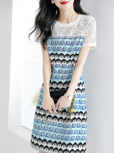 Kaitlyn Elegant Contrast Color Printed Dress