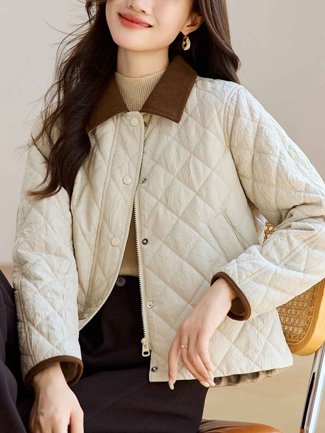 Natalie Classic Lapel Colorblocked Winter Coat