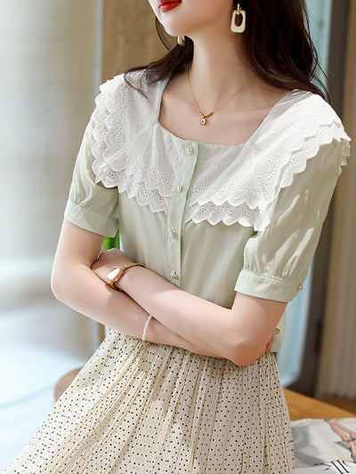 Mariah Retro Square Neck Chiffon Top