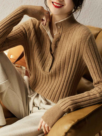 Jocelyn Classic Lapel Two-Breasted Knitted Sweater
