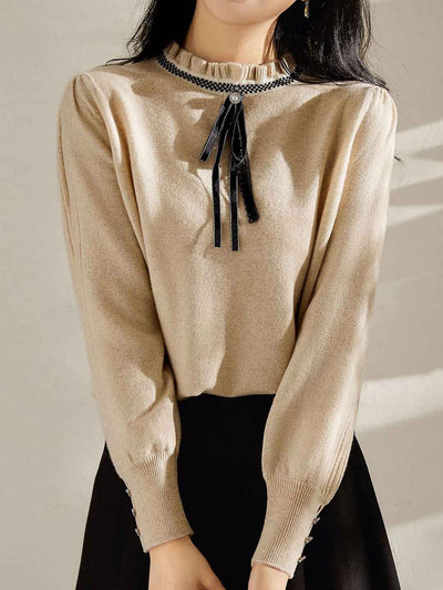 Kaitlyn Retro Turtleneck Auricular Knitted Top