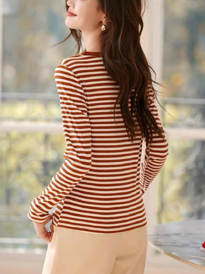 Ava Casual Square Neck Striped Top