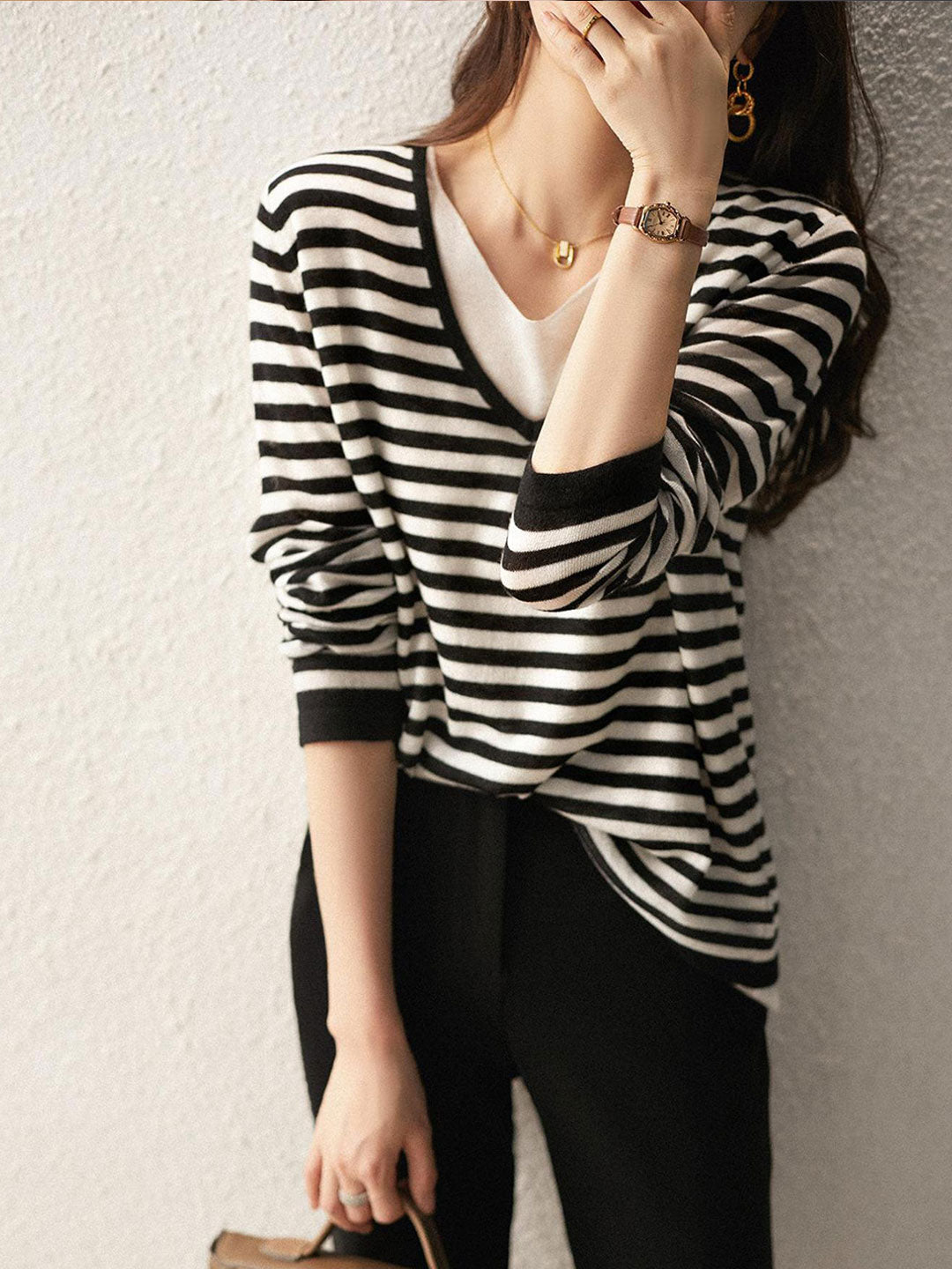 Camila Classic Contrasted Knitted Striped Sweater