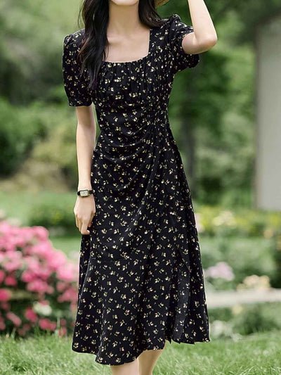 Eva Vacation Square Neck Floral Printed Dress