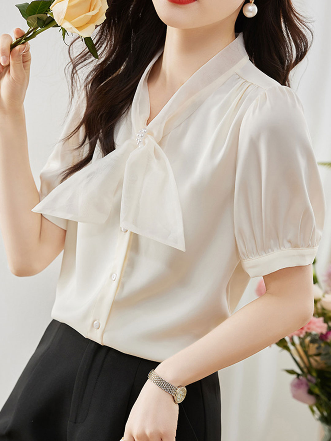 Kayla Classic Bow Chiffon Shirt