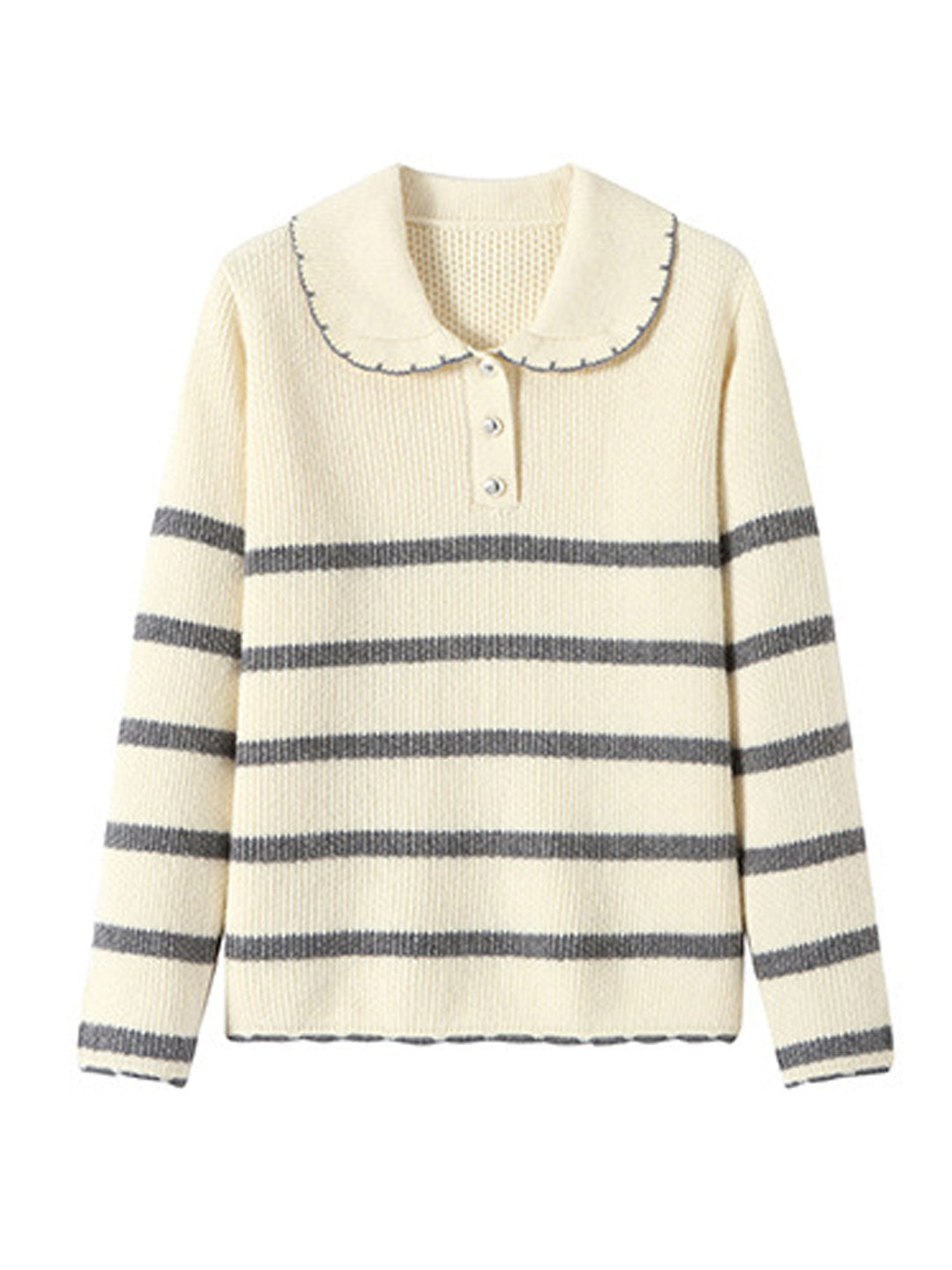 Sophie Loose Doll Collar Striped Knitted Sweater